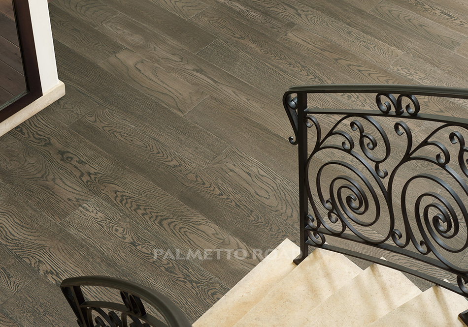 This is an aerial view of the hardwood floor monet in the color eiffel