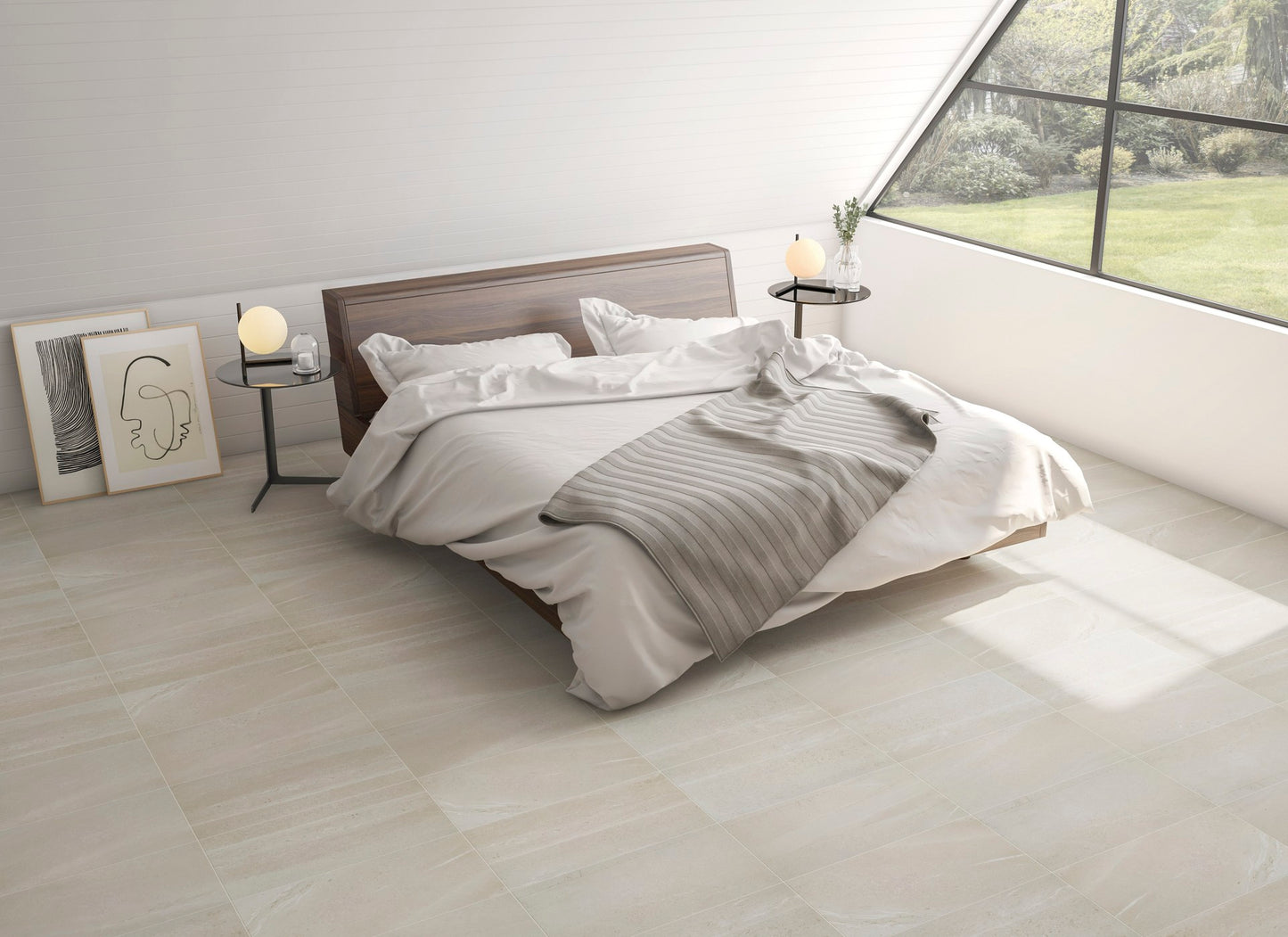 Adrock latte in a bedroom setting with a neutral tone color pallet