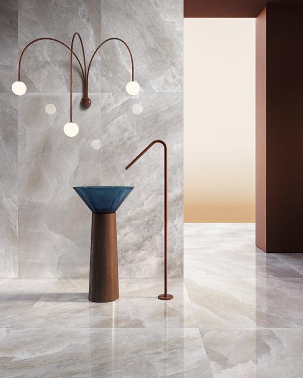 archisalt - celtic grey used in a hallway setting with a blue and brown table