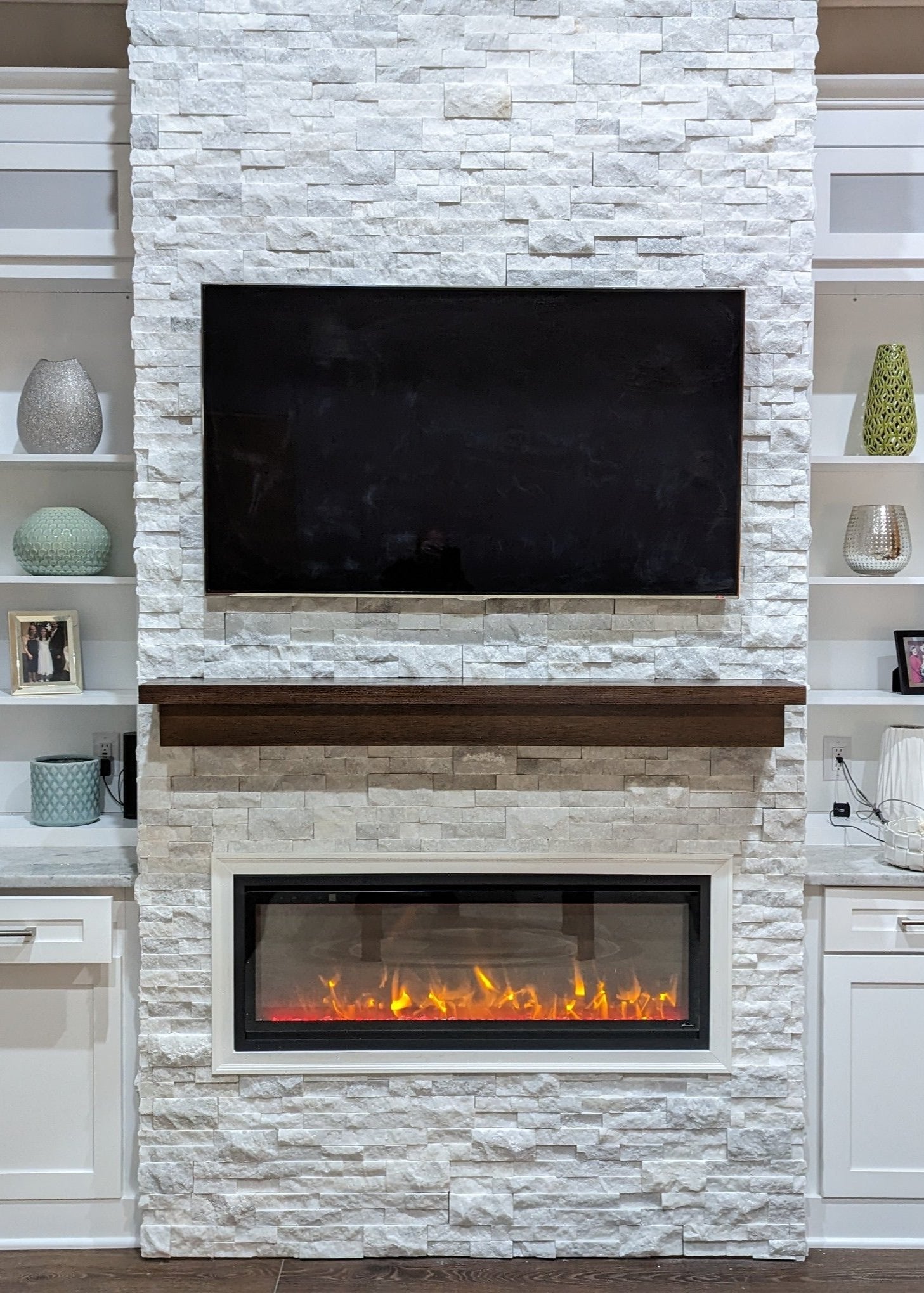 a fireplace tile install
