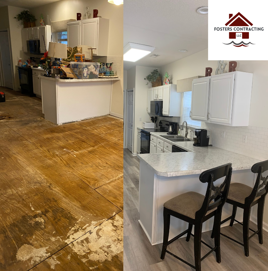 a before and after picture of a kitchen