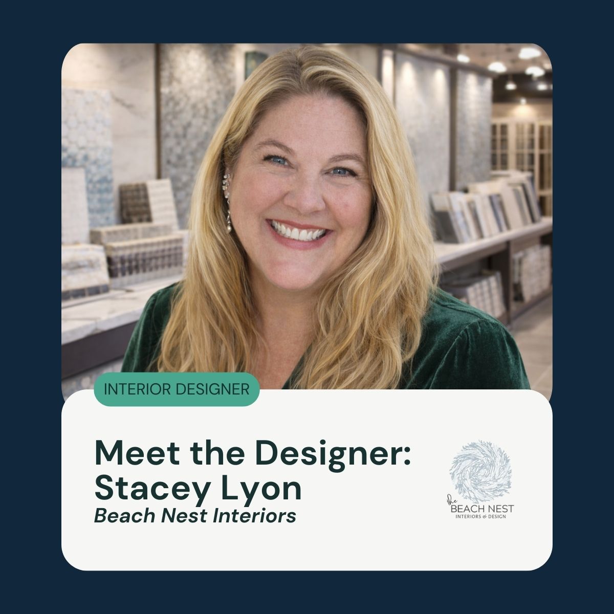 Stacey Lyon local Myrtle Beach Interior Designer. Owner and CEO of Beach Nest Interiors