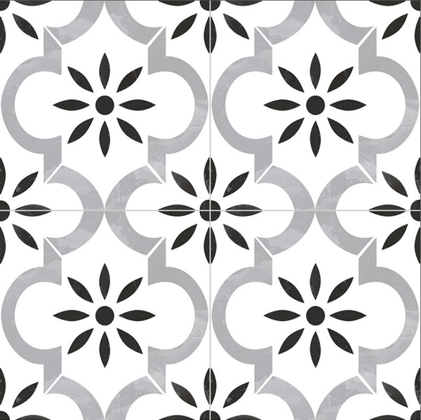 black and white 8x8 deco tile. Kenzzi azila