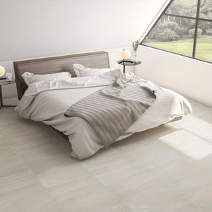 bedroom with adrock latte tile flooring