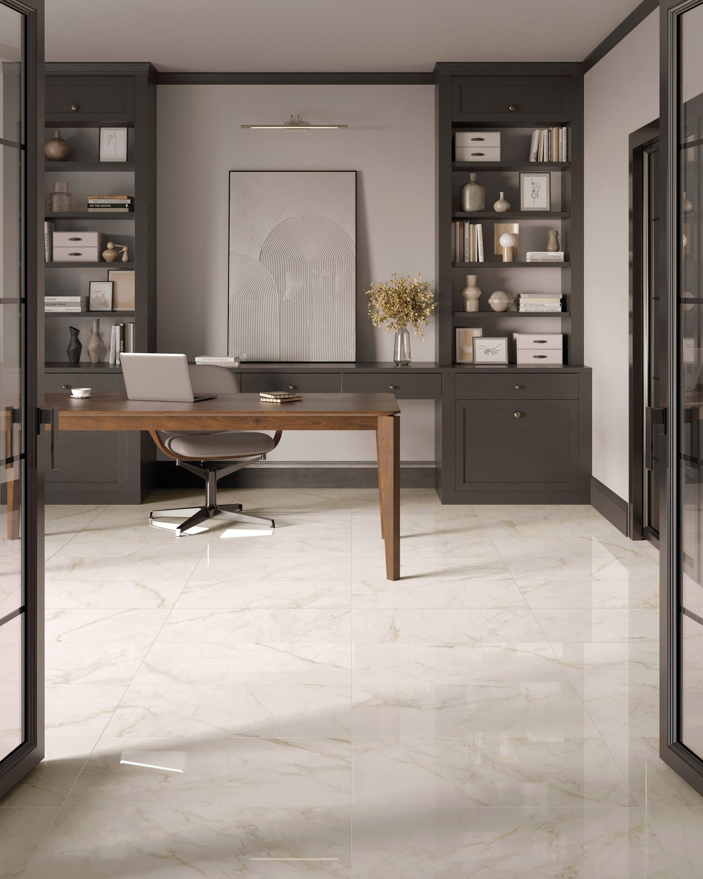 apuano-office-display-with-grey-cabinets-and-brown-desk