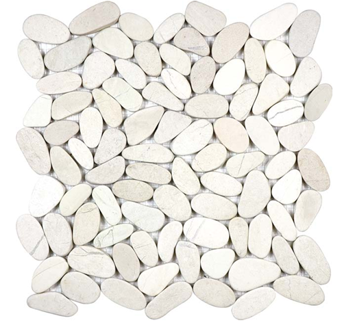 island flat pebbles sample in the color ivory