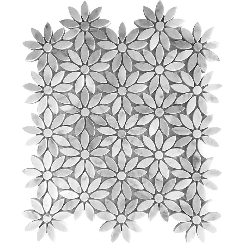 light grey and white flower marble mosaic