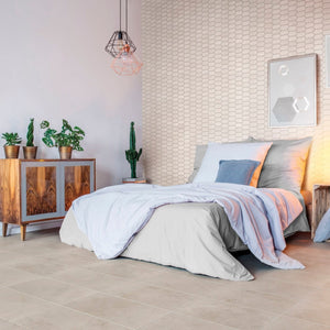 bedroom with st croix caramel tile flooring